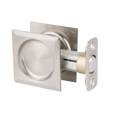 KWIKSET Kwikset: Square Pocket Door Lock / Passage / Satin Nickel KWS-93340-15-SQT